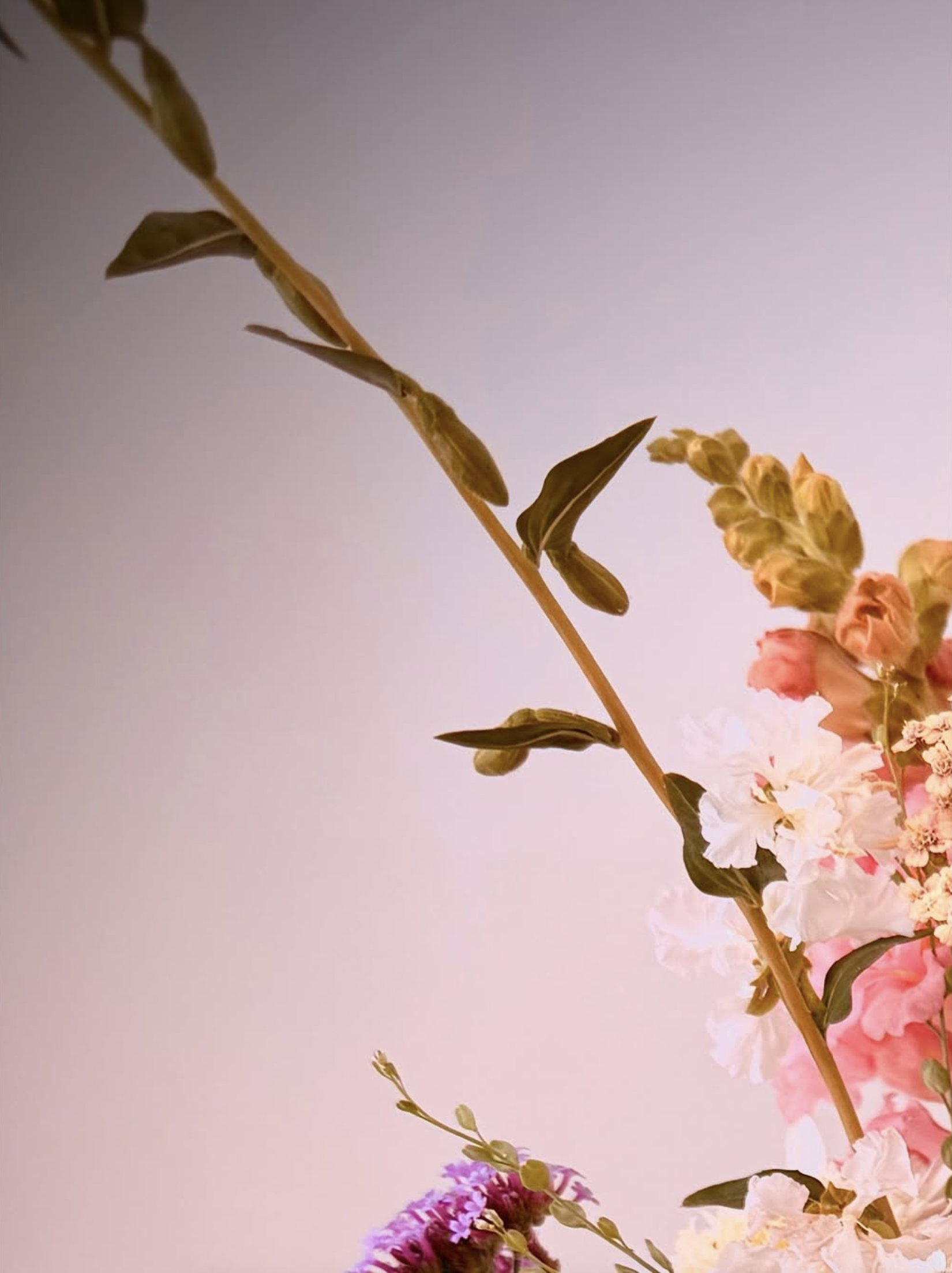 A large floral installation for a wedding ceremony arch.